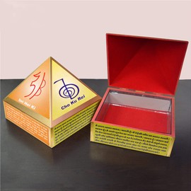 Reiki Crystal Products Cho Ku Rei Wooden Pyramid Wish Box With Reiki Symbol, Crystal Brid Box, Size 10.1 cm (4 inch) for Healing