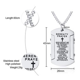 Jude Jewelers Stainless Steel Christian Cross Serenity Prayer Religious Pendant Necklace (Silver)