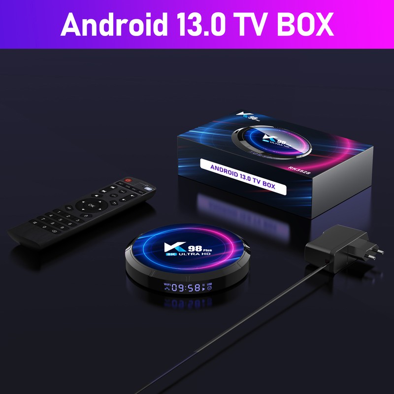 K98 PLUS Android 13.0 Smart TV Box RK3528 Quad-core UHD