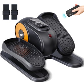 MERACH Under Desk Elliptical Machine, Ellipse Leg Exerciser as Seen on TV for Seniors with Remote Control & 12-Speeds, Quiet Portable Electric Seated Pedal Exerciser Machine for Home Office（Orange）