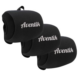 Aventik Neoprene Fishing Reel Cover Pouch Round Baitcasting Trolling Reels Storage Durable Soft Protection (3pcs-Black, L)