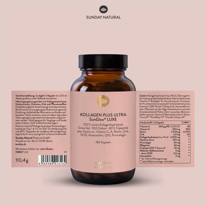 SUNDAY NATURAL Collagen Capsules Plus Ultra SunGlow Luxe - 180