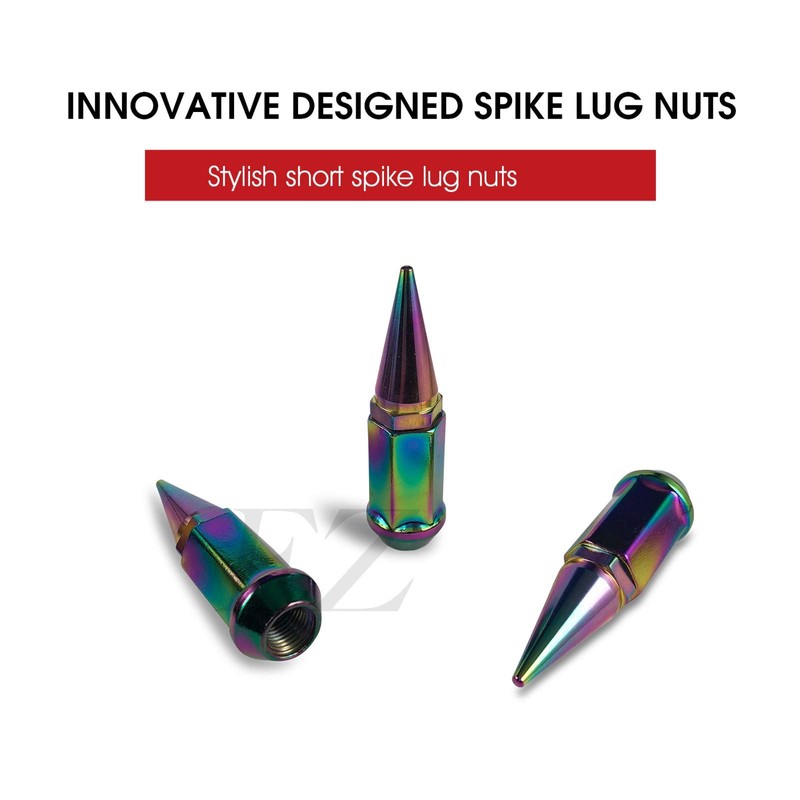 20 Pc Short Spike Lug Nuts 12x1.5 Neo Chrome