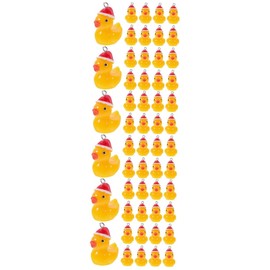 EXCEART 60 Pieces Resin Christmas Hat Duck Pendant DIY Card Earrings Necklace Key Chain Christmas Tree Decoration Pendant 20 Pieces Key Chain Charm Mini Duck, Resin, No Gemstone