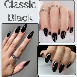 Black Nail Polish - Quick Dry Black Nail Varnish - High Glossy Shine Dark black Nail Varnish - Natural Base Classical Color Breathable Home DIY - Long Lasting No Need UV Air Dry
