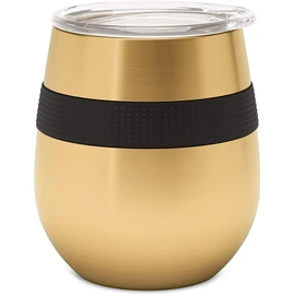 CAFE CONCETTO Reusable Coffee Cup 8oz/230ml - Premium Insulated Tumbler with Lid - Keep On-The-Go Drinks from Water to Wine Hot or Cold - Stainless Steel (Gold)