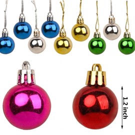 XNHIU 12 Pack 1.2inch Mini Bauble Mini Christmas Tree Baubles Decorative Hanging Ornaments Christmas Tree Pendants(Silver)