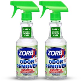 ZORBX Unscented Odor Eliminator for Strong Odor 16 oz - Pack of 2 - Used in Hospitals & Healthcare Facilities - Advanced Trusted Formula, Fast-Acting Odor Remover Spray for Dog, Cat, House & Carpet