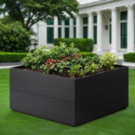 FONTOI 4x4x2ft Raised Garden Beds Outdoor, Divisible Elevated Planter Boxes Outdoor for Planting Plants Vegetables Flowers, 48x48x24 Planter Raised Beds for Gardening with Easy Assembly, Square Black