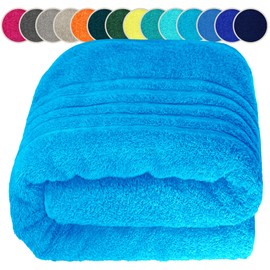 Lashuma Men's Sauna Towel 85 x 200 cm London Bath Towel Large Blue Capri