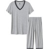 JINSHI Women's Short Sleeve Pajama Set Moisture Wicking Sleepwear for