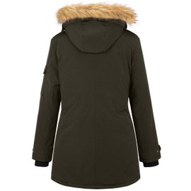 Soularge Women's Plus Size Winter Long Insulated Fur Trim Hooded Parka Jacket (Army green, 5X)