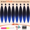 BARSDAR Pre Stretched Braiding Extensions, 66 cm, 8 Packs, Ombre