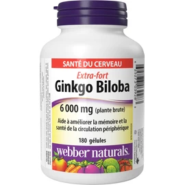 Webber Naturals Webber Naturals Ginkgo Biloba 6000 mg, 180 Softgels, Helps Enhance Cognitive Function and Memory