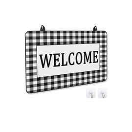 Stove Cover for Electric Stove, Welcome Black White Buffalo Check Plaid Stove Top Cover for Glass Top, Heat Resistant Rubber Mat Foldable Cooktop Cover Top Protector, 28.5"x20.5"