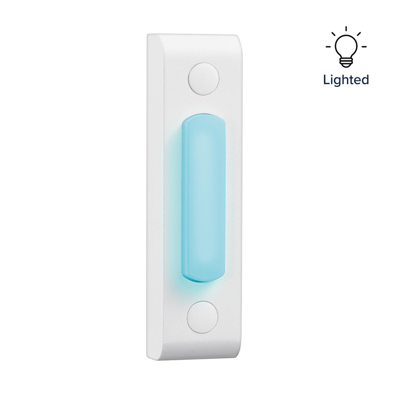 Heath Zenith White Metal Wired Lighted Push Doorbell Button
