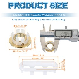 PATIKIL Sink Overflow Ring, 3 Pcs Bathroom Sink Overflow Drain Cover Sink Basin Trim Insert in Hole Round Cap for Bathroom Kitchen Basin Wash Basin, Gold/White