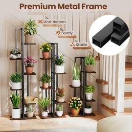 S AFSTAR 3 Pieces Plant Stand Set, Tiered Plant Stand with Anti-tipping Device & Metal Frame, Corner Plant Shelf Indoor Plant Holders for Balcony, Bedroom, Living Room & Industry