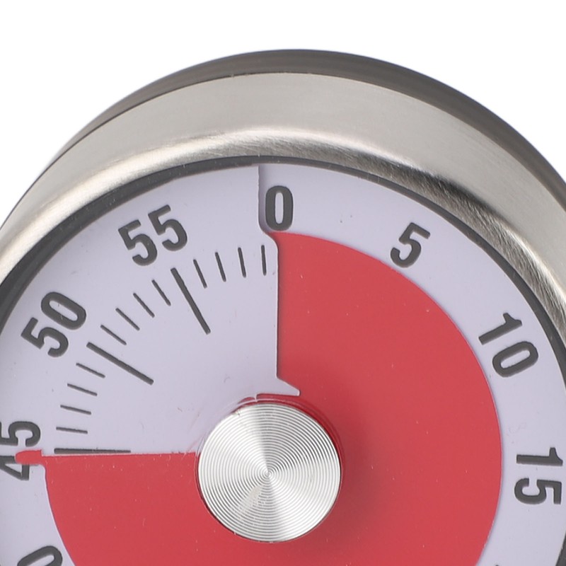 Mechanical Countdown Timer 60 Minute Magnetic Stainless Steel Visual Kitchen