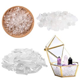 JINGYOU Natural Stone Rock Crystal Beautiful Clear Lace Natural Irregular Clear Quartz Crystal Chip Stones Lace Natural Lace Columns Stone Crystal Decoration for Office Living Room Bedroom