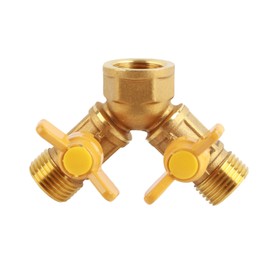 G1/2 Brass Garden Irrigation 2 Way Double Tap Hose Adapter Dual Faucet Connector