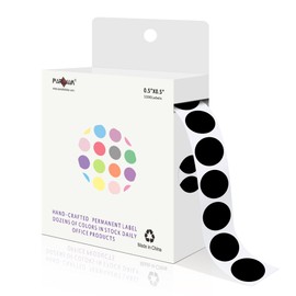 PARLAIM 1000 Labels 1/2 Inch Round Color Coded Labels for Office, Home, Office (Black)