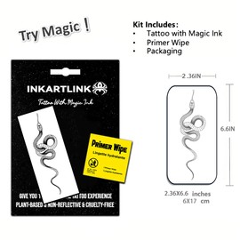 INKARTLINK Semi Permanent Tattoos, realistic temporary tattoos, suitable for cool boys and girls, waterproof and non-reflective, exquisite packaging, unique design(Snake 2)