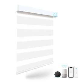 Tuya WiFi Double Layer Electric Blackout Smart Home Remote Control Electric Motorized Roller Shades Zebra Blinds for Windowcolor: 95% Blackout-Grey, size: 29"W x 72"L