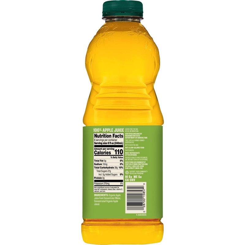 Tree Top Organic Apple Juice, 64 Fl Oz (Pack of