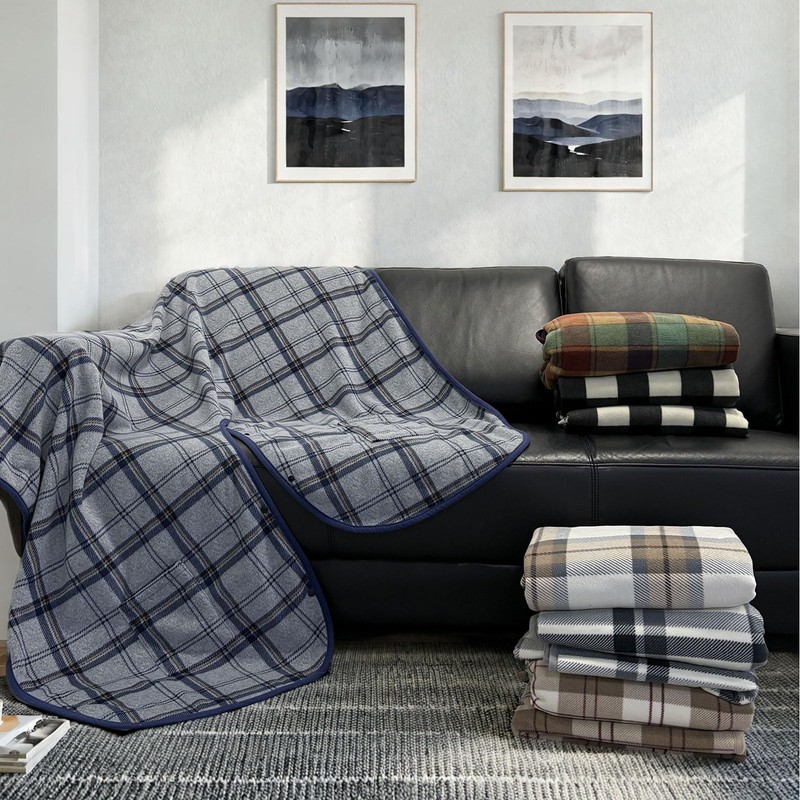 forestfish Wearable Blanket Poncho With Pockets And Buttons, Flannel Shawl