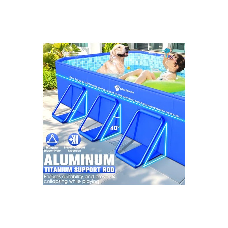StarOcean 2026 Foldable Pool, Large Non-Inflatable Swimming Pool for Kids,Adult