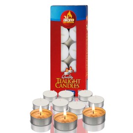 Ner Mitzvah Tea Light Candles - 10 Pack - White Unscented Travel, Centerpiece, Decorative Candle - 4.5 Hour Burn Time - Pressed Wax