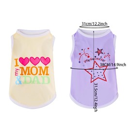 choyaxo 4pcs Dog Clothes Pet Printed Vest for Chiuahaha Small Dogs Kitten Spring Summer