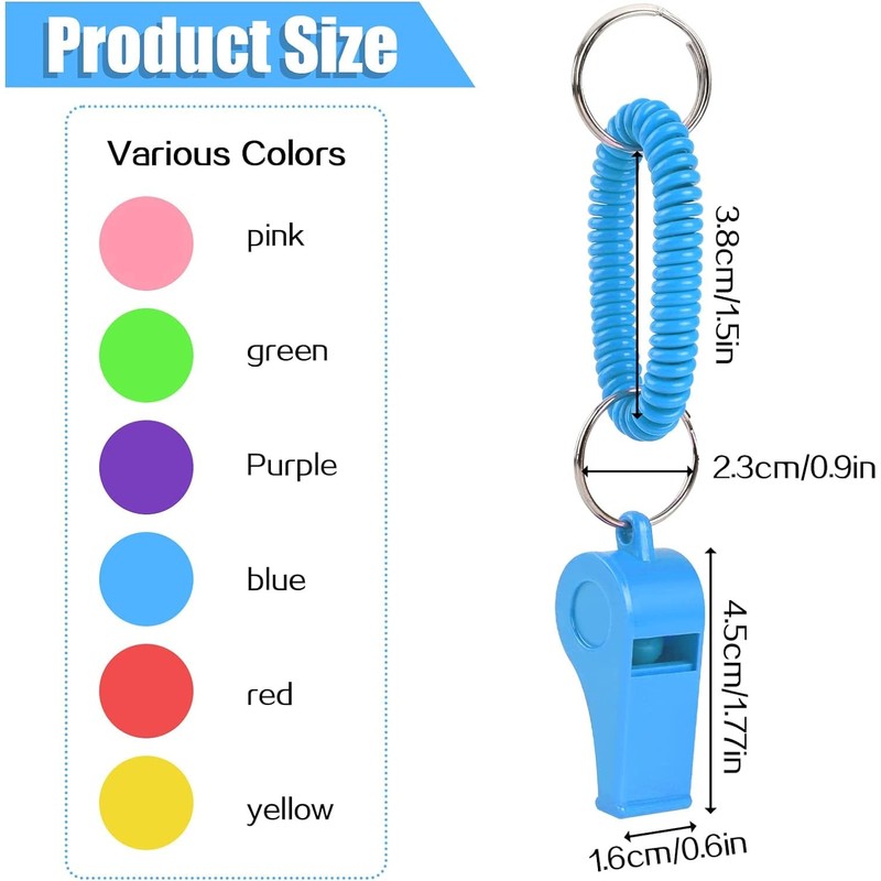 BLEMO Plastic Whistle with Bracelet Keychain, Loud Clear Sound, Multicolored,