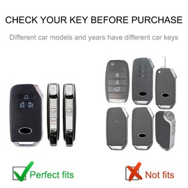 CACARLIKE for KIA Key Fob Cover with KIA Keychain, Car Key Fob Case Compatible with Kia Carnival Cadenza 6/7 Buttons KA4 EX SX LX Fiesta Smart Key Protector