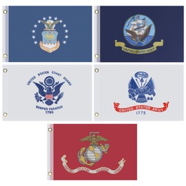 12 * 18 Inch Lot of 5 Branches Military Set Polyester Flags Air Force, US Navy, Coast Guard, Marines, Army Banner (12 * 18 Inch)