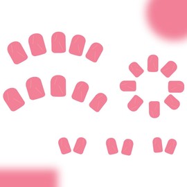 Rose Pink Press on Nails Short Square Fake Nails Solid Color False Nails with Artificial Glossy Designs Stick on Nails Reuseable Full Cover Acrylic Glue on Nail for Women Nail Art Decoration 24Pcs