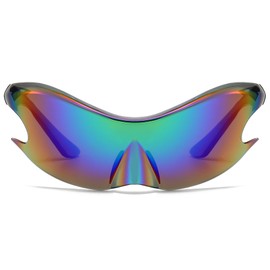 LJCZKA y2k Futuristic Sunglasses for Men Women, Rimless Wrap Around Sunglasses Sports Shades Cycling Driving Outdoor UV400 Protection