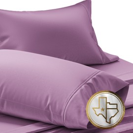 TEXAS LINEN CO. Luxury Egyptian Cotton King Pillow Cases Set of 2-1000 Thread Count Pillowcases for Sleeping, Silky Soft, Cooling Pillow Cover, Extra Long Staple Hotel Quality Pillow Cases - Plum