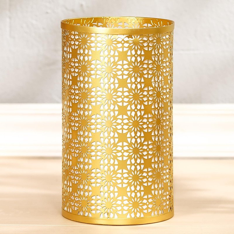 MOCOME Small Metal Garbage Can, Decorative Fans Waste Basket, Elegant