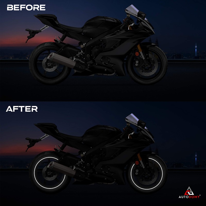 Autodomy Reflective Motorcycle Wheel Stickers Sport | Complete Set for