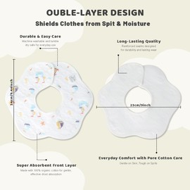 ICKEYOU Muslin Baby Bandana Bibs Soft Triangle Cotton Drool Adjustable Teething and Feeding for Newborns and Infants 0 to 36 Months (4pcs White)