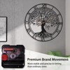 Dankeit Tree of Life Wall Clock, 24Inch Metal Black Family