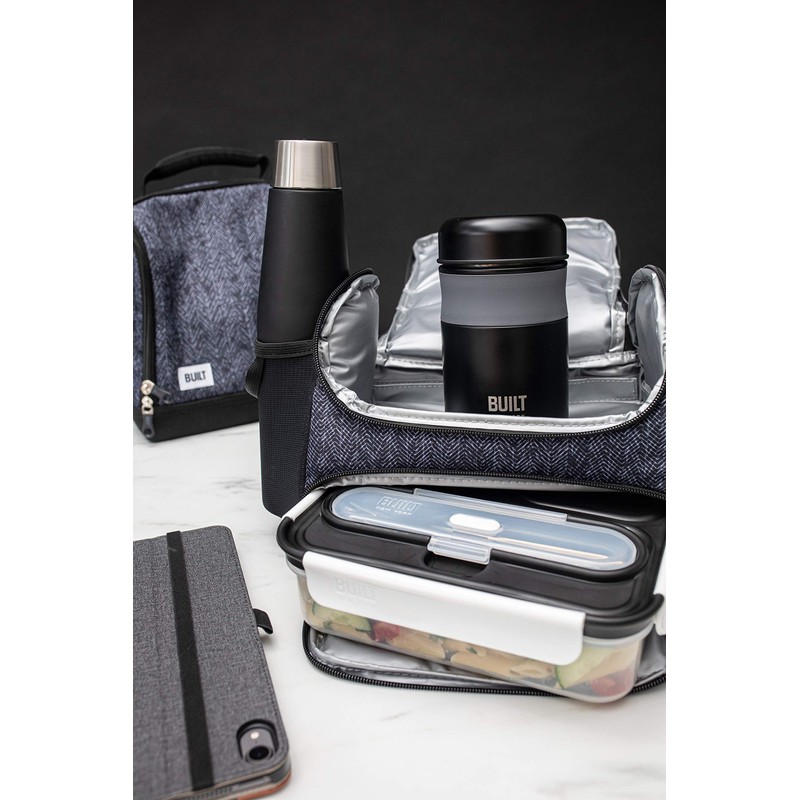 BUILT Insulated Lunch Bag with 'The Professional' Design, Polyester, Black,