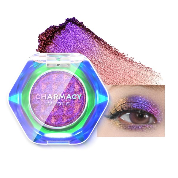 CHARMACY Multichrome Glitter Eyeshadow, Intense Pigmentation Chameleon Sparkling Eyeshadow, Bright