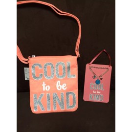 JUSTICE "COOL TO BE KIND" POSITIVE MESSAGE CROSSBODY BAG &CHARM BRACELET WOW!!