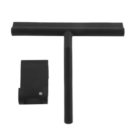Duokon Window Shower Squeegee Cleaning Scraper Rubber Blade with Holder for Mirrors Bathroom Kitchen Car Glass Doors Black