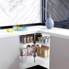 32" Lazy Susan Turntable for Kitchen Blind Corner Cabinet Organizer Kidney Shape Lazy Susan Organizers for Kitchen Rotating Tray Corner Cabinet (32 Inches)