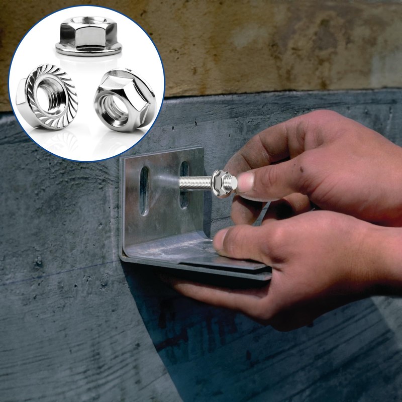 Mbsomnus Pack of 60 M6 Nut Flange Nuts with Locking