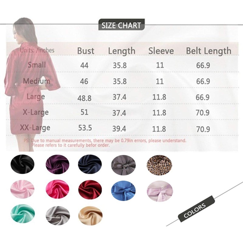 Vogue Bridal Womens Satin Robe Short Kimono Bathrobes for Women,